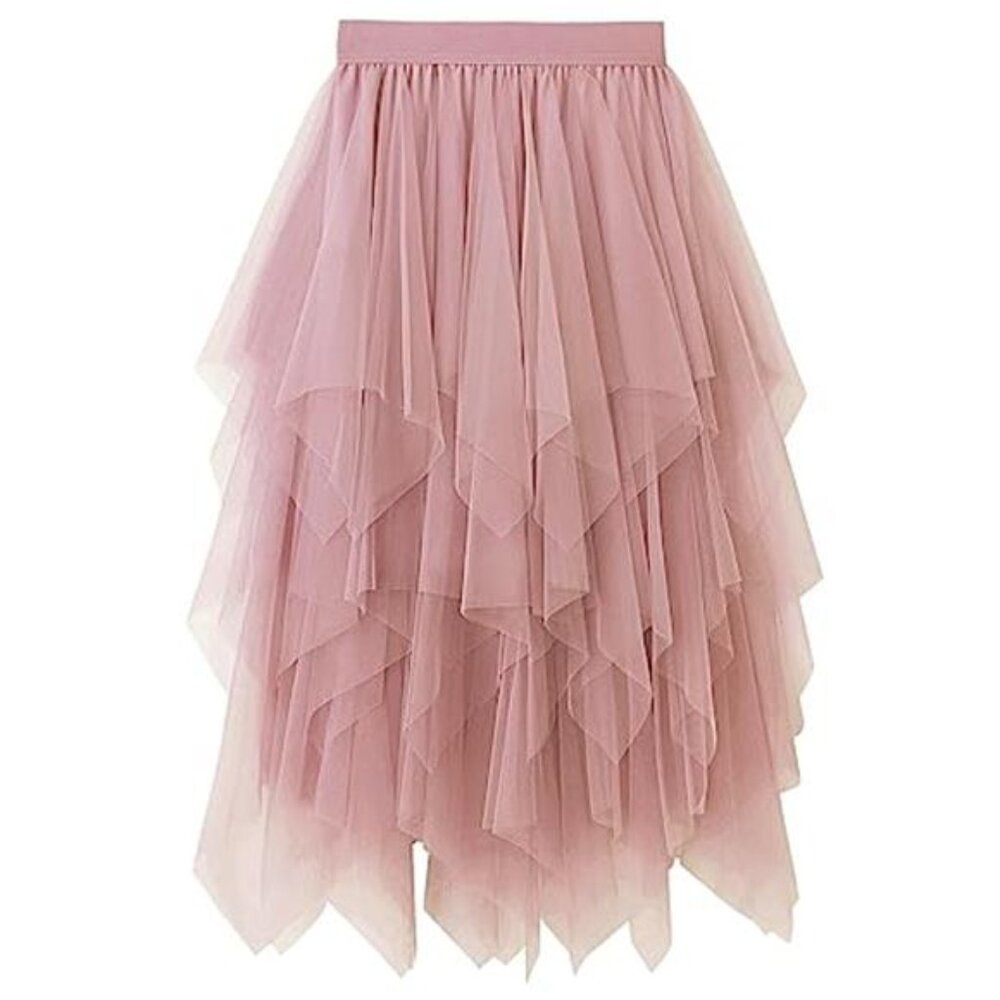 Beautiful FAIRYCORE Soft Pink Women's Layered Mesh Feminine TULLE Skirt OS